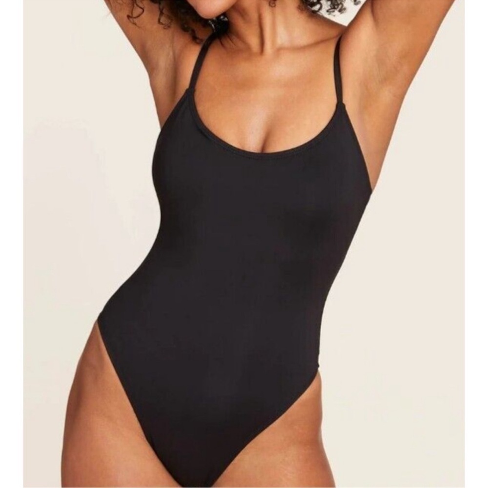 Andie The Amalfi One Piece Swimsuit Spaghetti Strap Padded Stretch Black XL